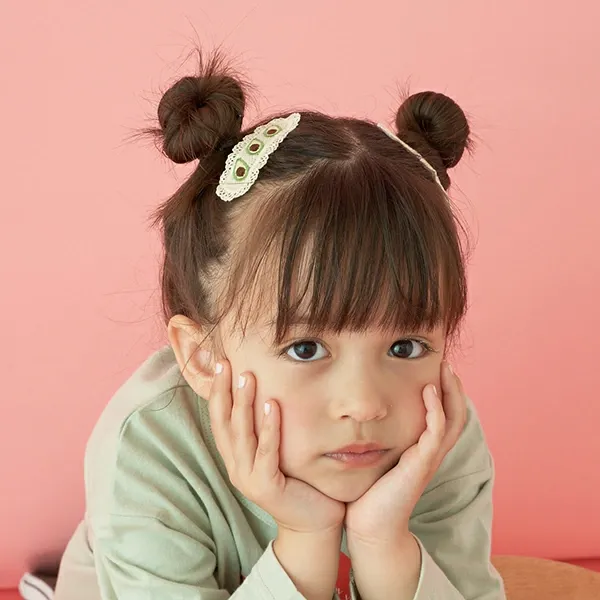 日本 Lycee mine - 水果刺繡蕾絲髮夾(同色2入組)-紅蘿蔔 (F)