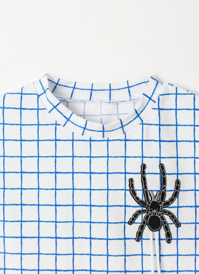 韓國 OZKIZ - 昆蟲裝飾格紋背心上衣-白