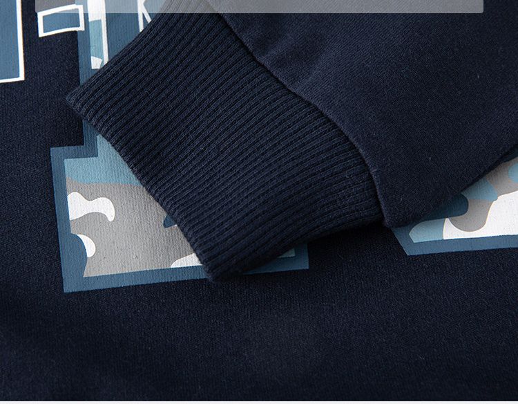 純棉圓領長袖上衣/大學T-迷彩R-霧藍色