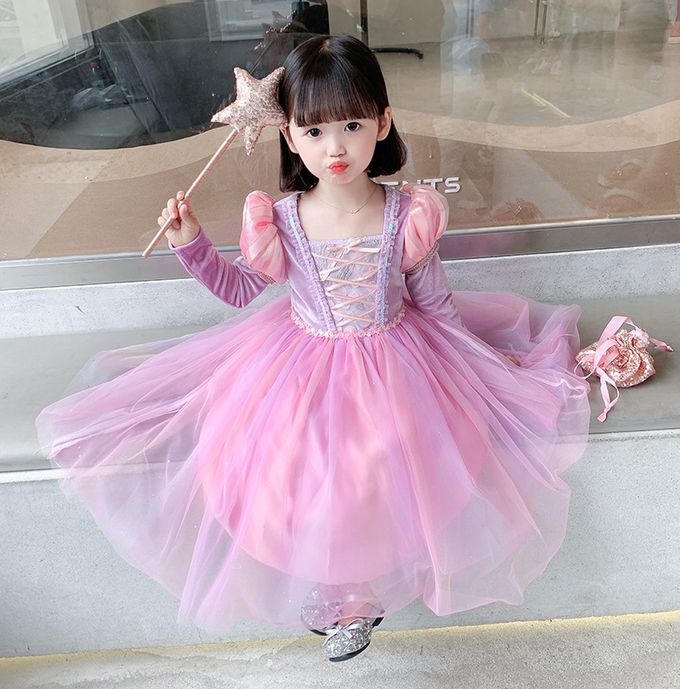 魔法公主長袖洋裝-紫色