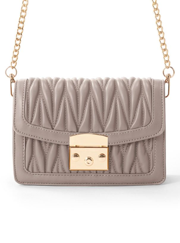 日本 GRL - 立體抓皺金屬小方包/側背包-凱莉綠 (F)