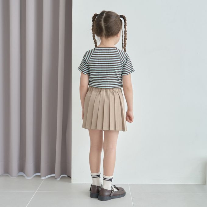 日本 Lycee mine - 小甜心線條領口短袖上衣-條紋-黑白