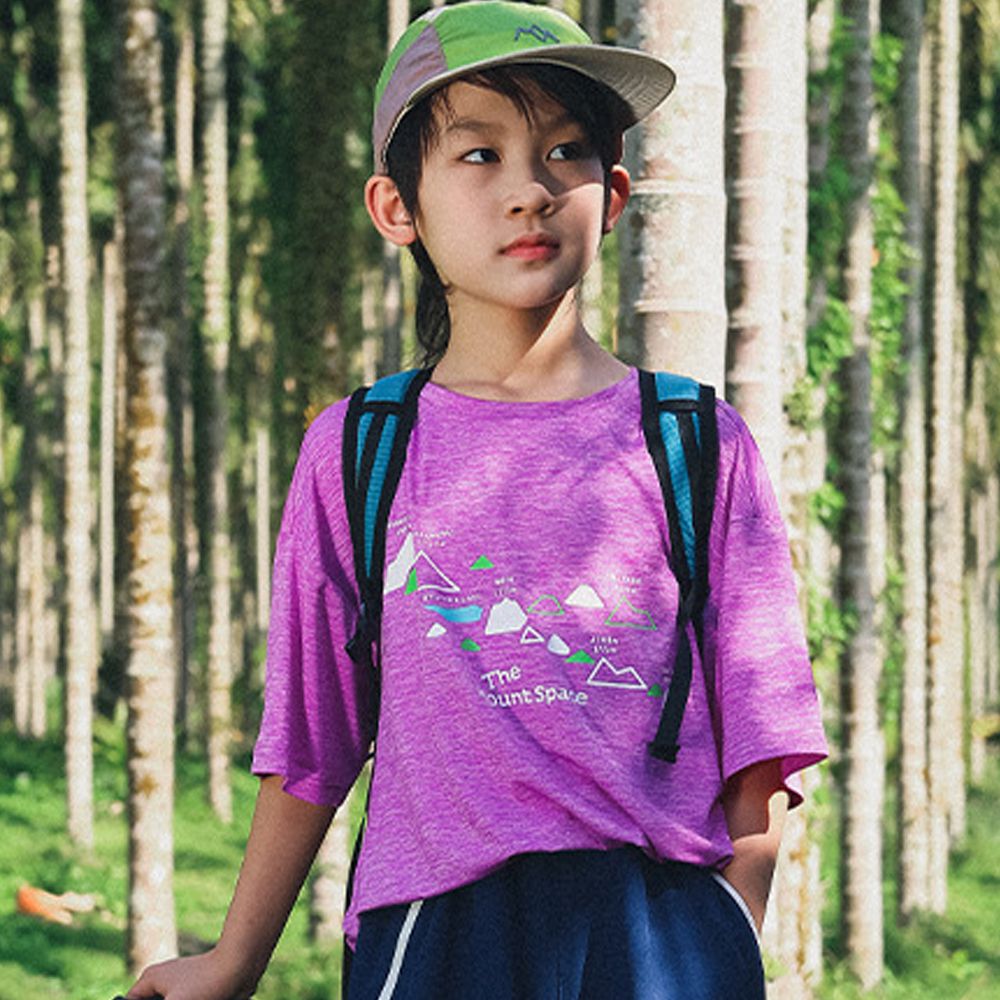 休閒圓領短袖上衣-手繪山系-紫色