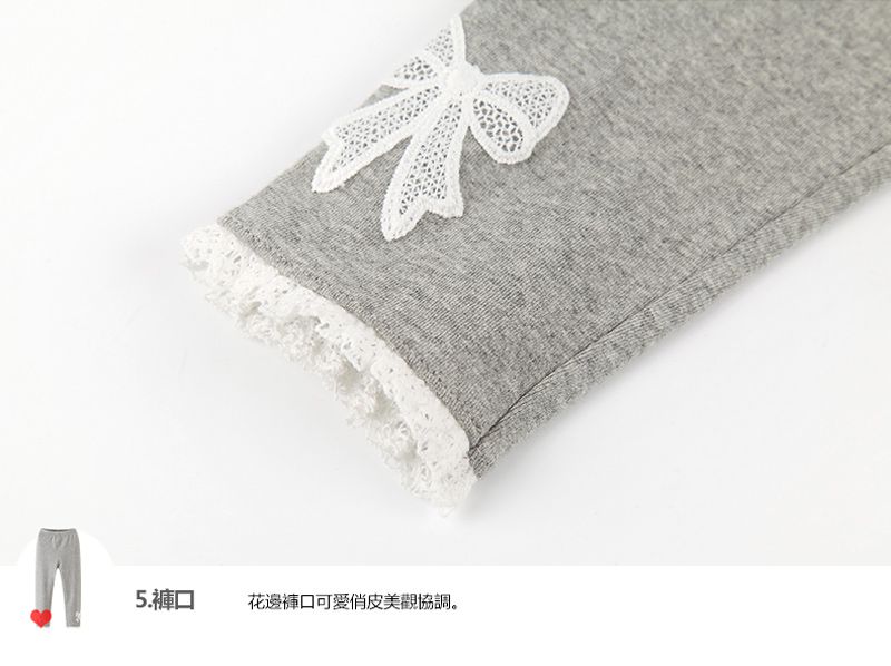 麗嬰房 - 網路獨家款 蝴蝶結花邊休閒褲-皮紅