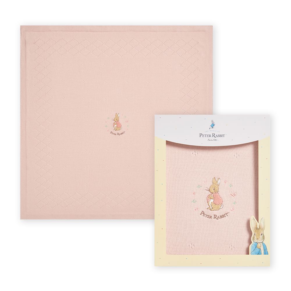 悅讀比得兔洞洞棉毯禮盒90 x 90cm(被毯禮盒 寶寶新生兒禮 滿月禮 彌月禮 嬰兒禮盒)-珊瑚粉