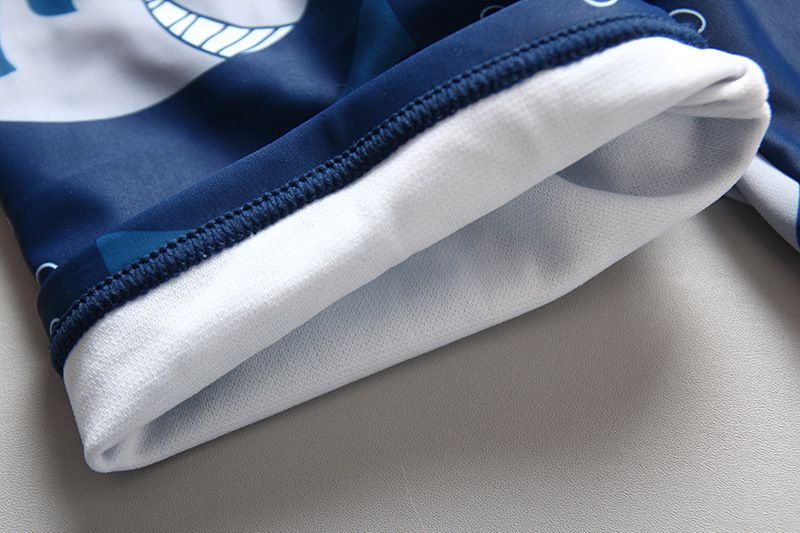 男寶長袖泳裝套裝(附帽子)-壞壞鯊魚-深藍+白