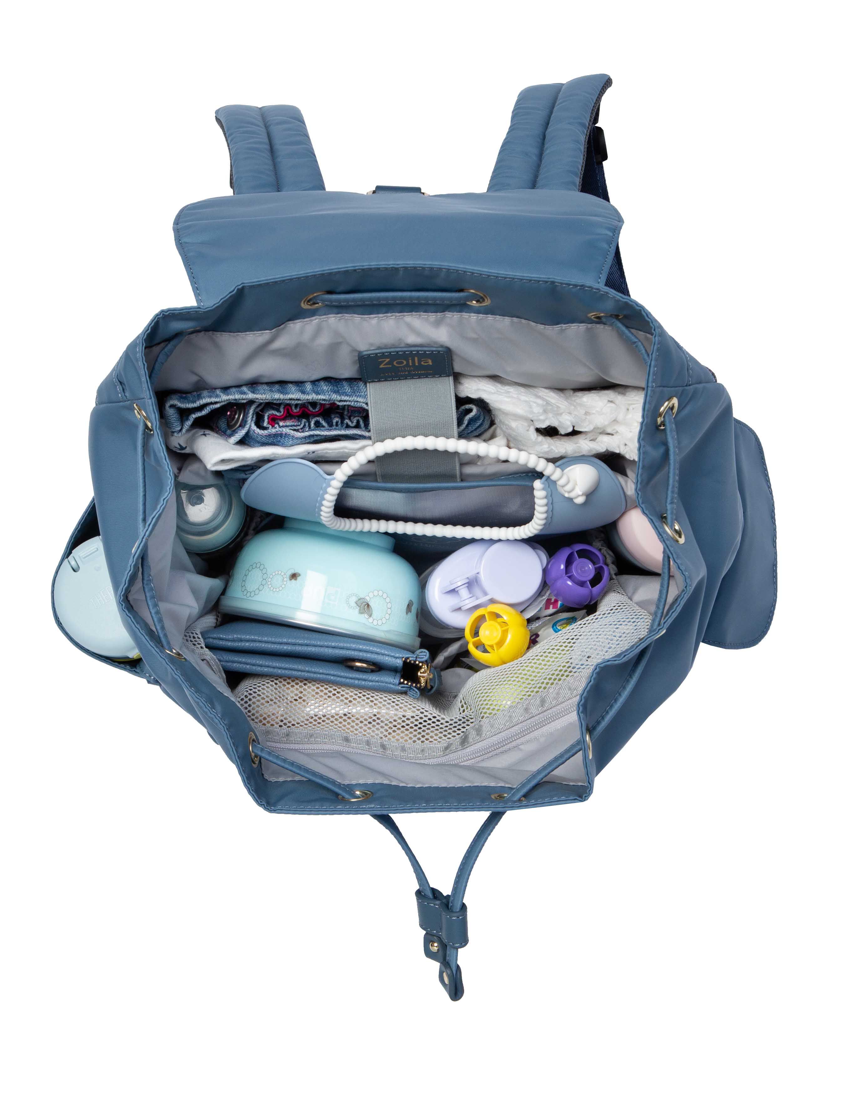 Zoila - 風格束口後背包-寧靜藍(大)-輕量美型媽媽包
