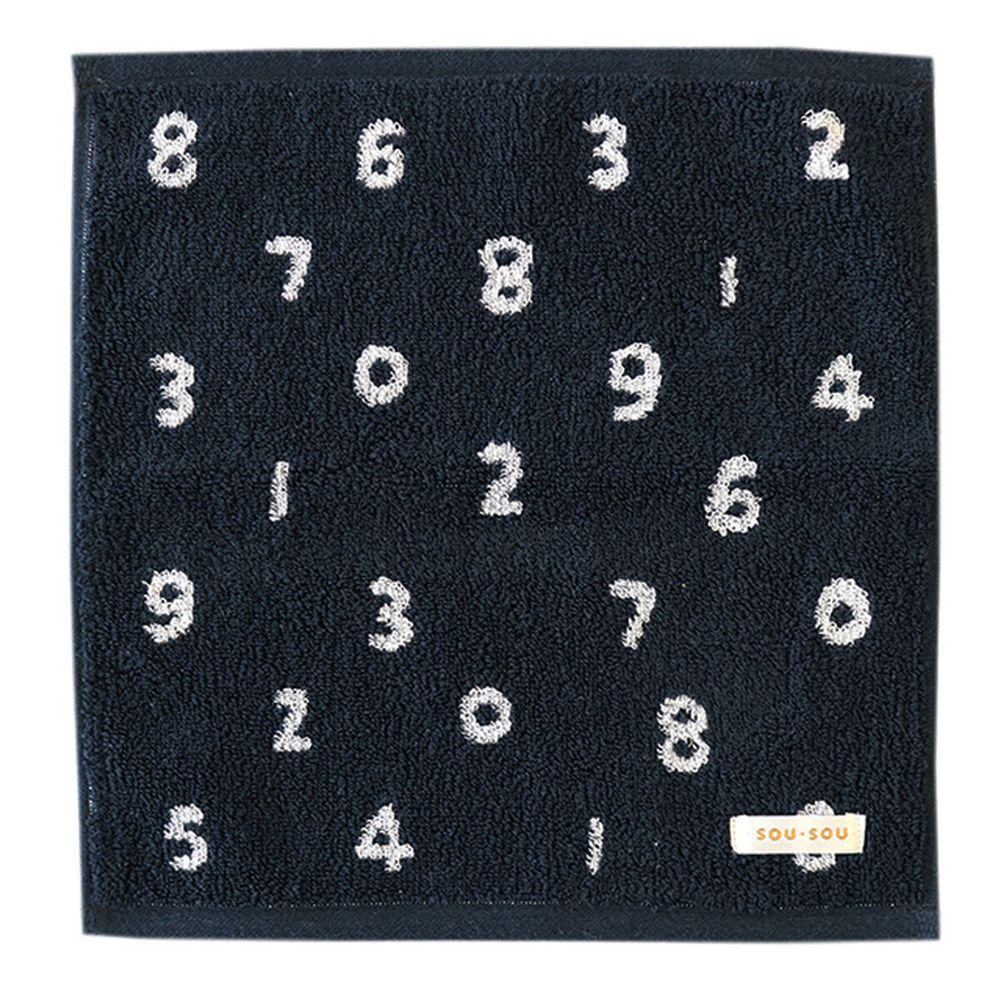 日本代購 - 【SOU·SOU】日本製今治純棉方巾-數字-黑 (25x25cm)
