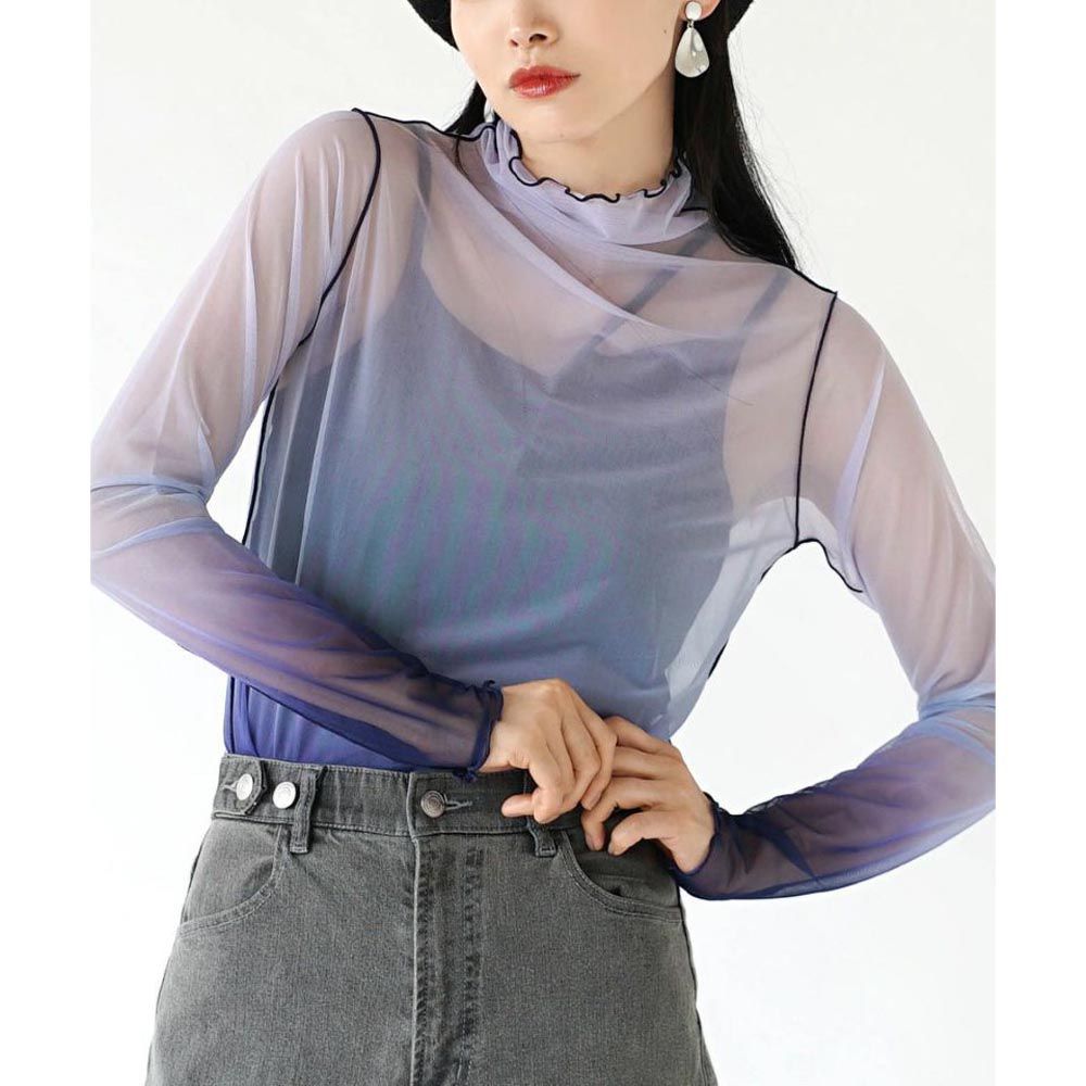 日本 zootie - 時尚漸層透視感長袖內搭-紫