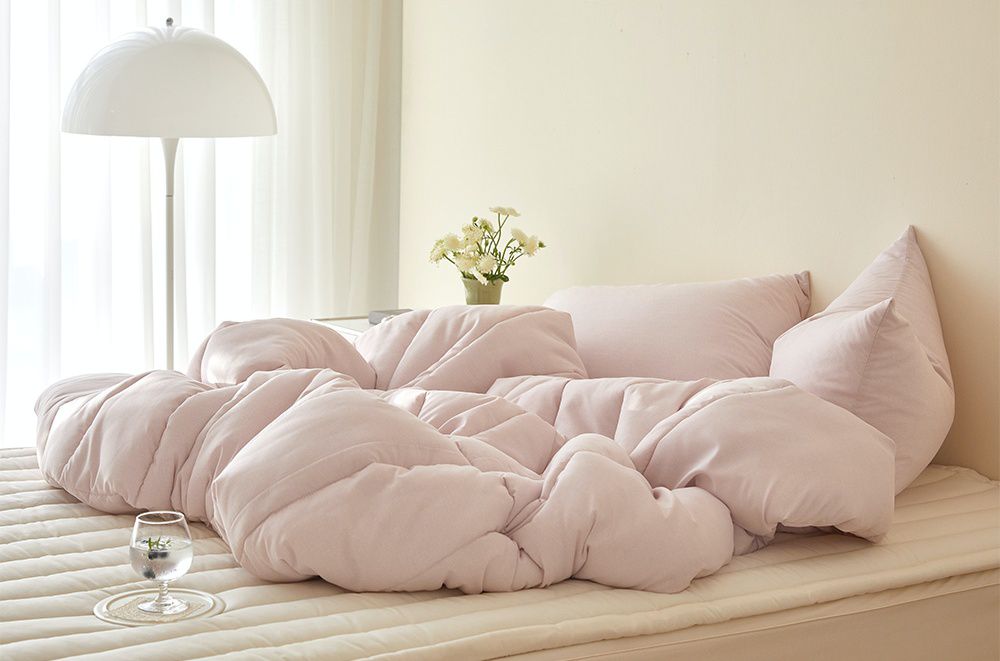 韓國 Maatila - 可水洗超細纖維桃皮感四季被-清爽粉