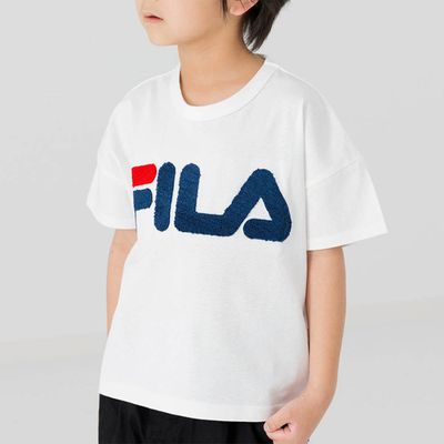日本 Chil2 - FILA聯名 休閒短袖上衣-立體刺繡logo-白