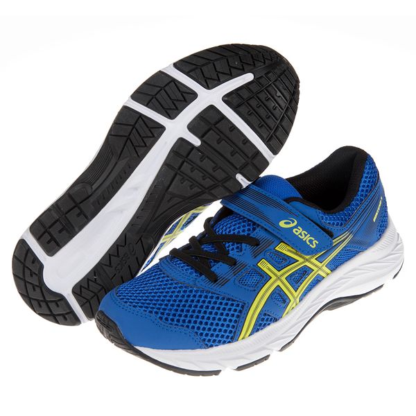 asics 亞瑟士 - 藍黃色慢跑兒童機能運動鞋
