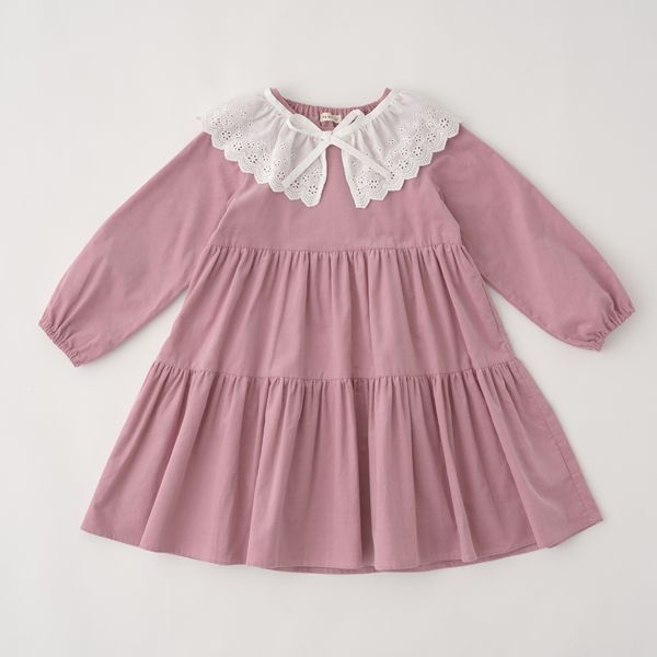 日本 Lycee mine - 可人兒蛋糕分層長袖洋裝(蕾絲領可拆)-粉紅