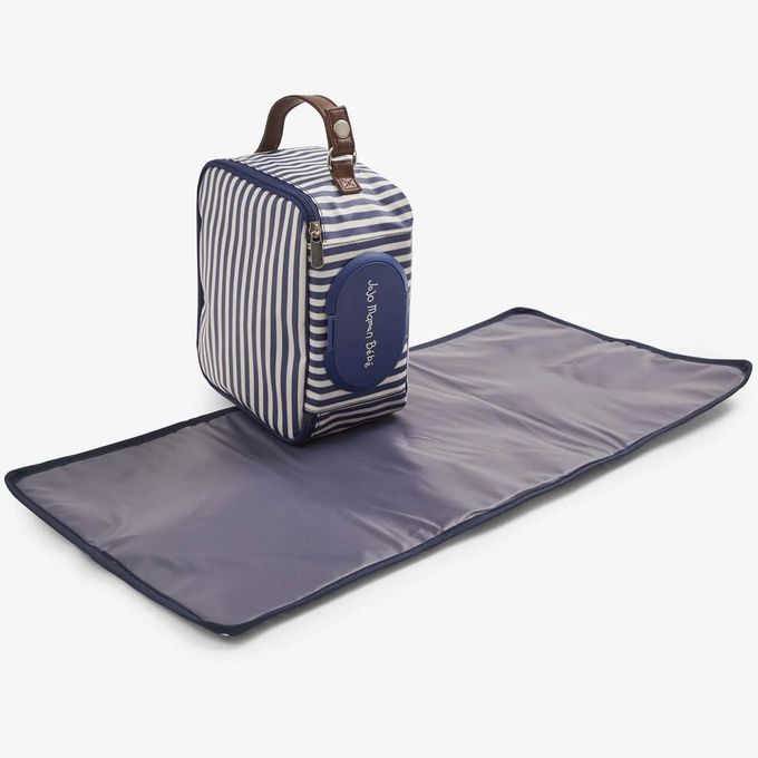 英國 JoJo Maman BeBe - 嬰幼兒萬用收納袋/尿布袋附換尿布墊-藍白條紋