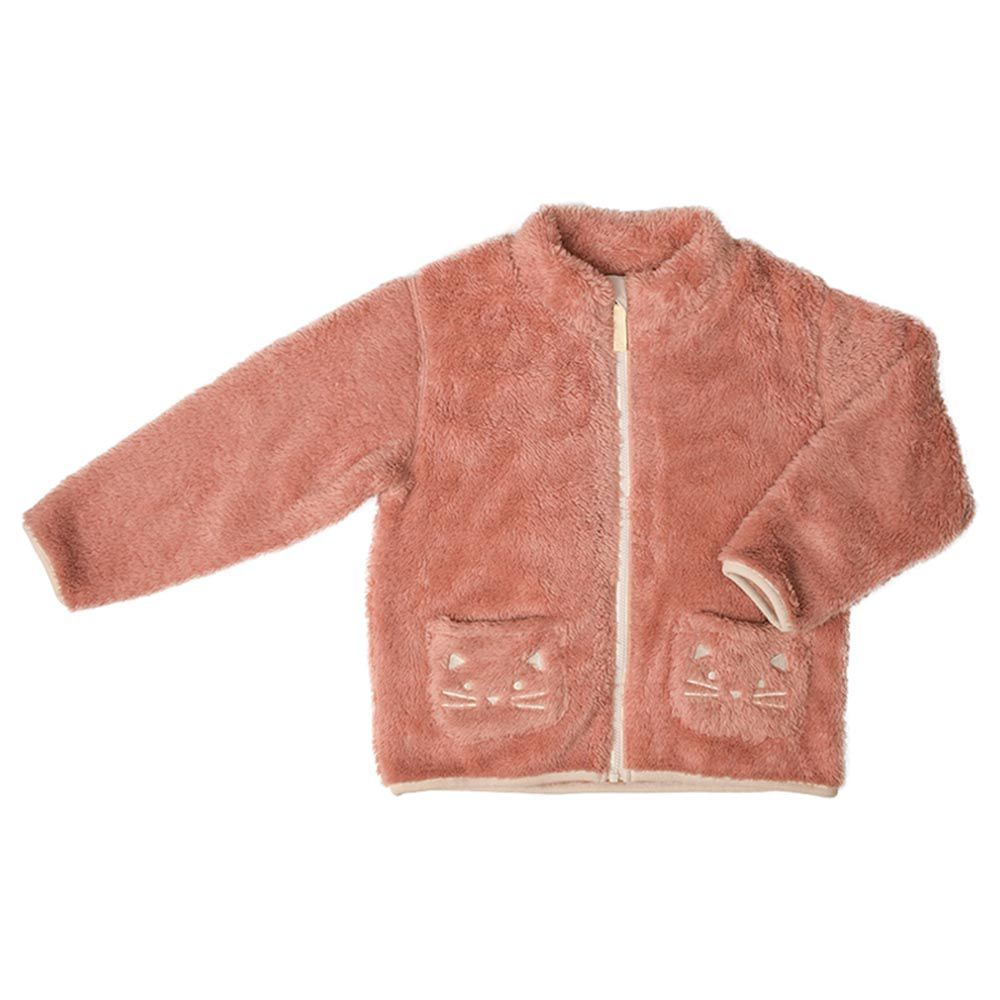 akachan honpo - 刷毛夾克-小貓口袋-粉紅色