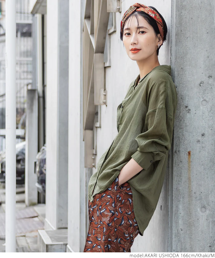 日本 COCA - 輕薄透膚質感長袖襯衫/外套-灰