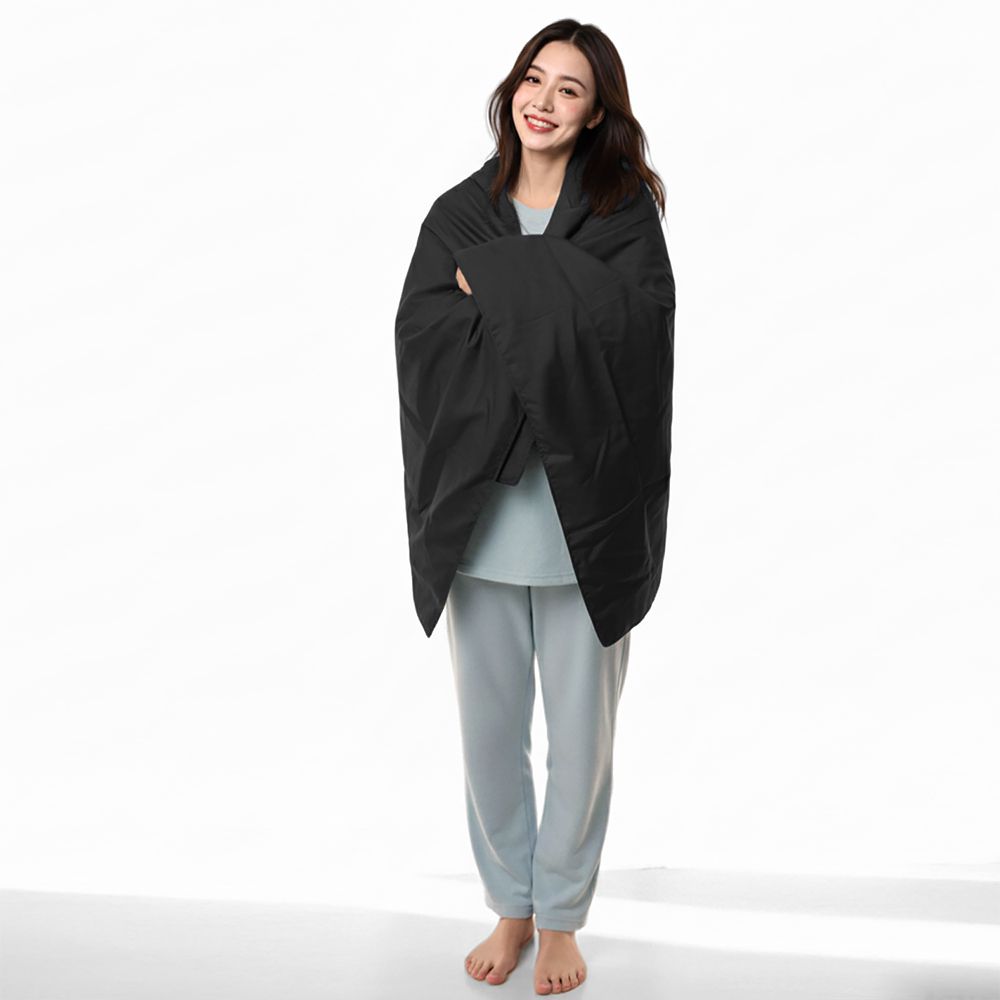 防潑水刷毛隨行暖絨毯-黑色 (142cmX92cm)