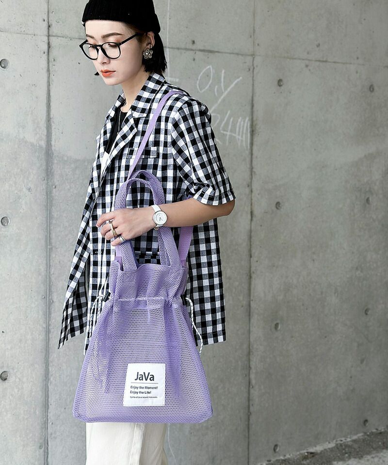 日本 Classical Elf - Java聯名 休閒抽繩洞洞提袋-深藍