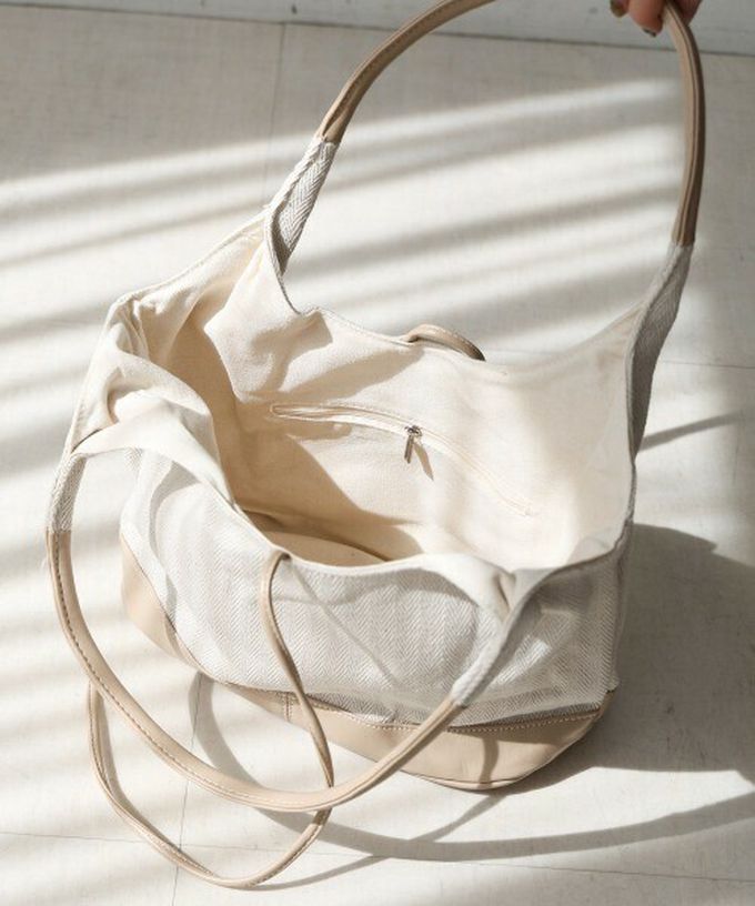 日本 Bab - 異素材成熟感蝴蝶結氣質手提包-藍x黑