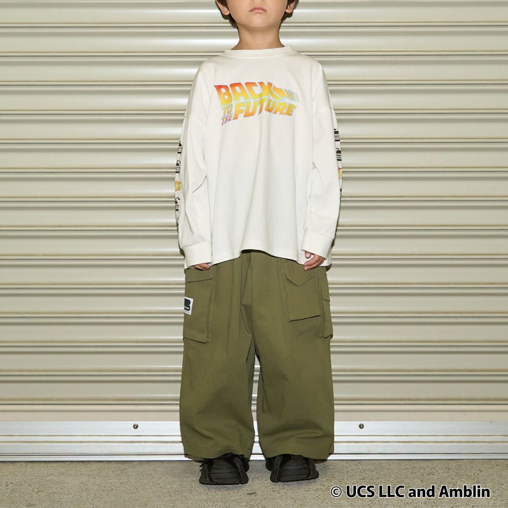 聯名款 印花長袖上衣-回到未來袖logo-白