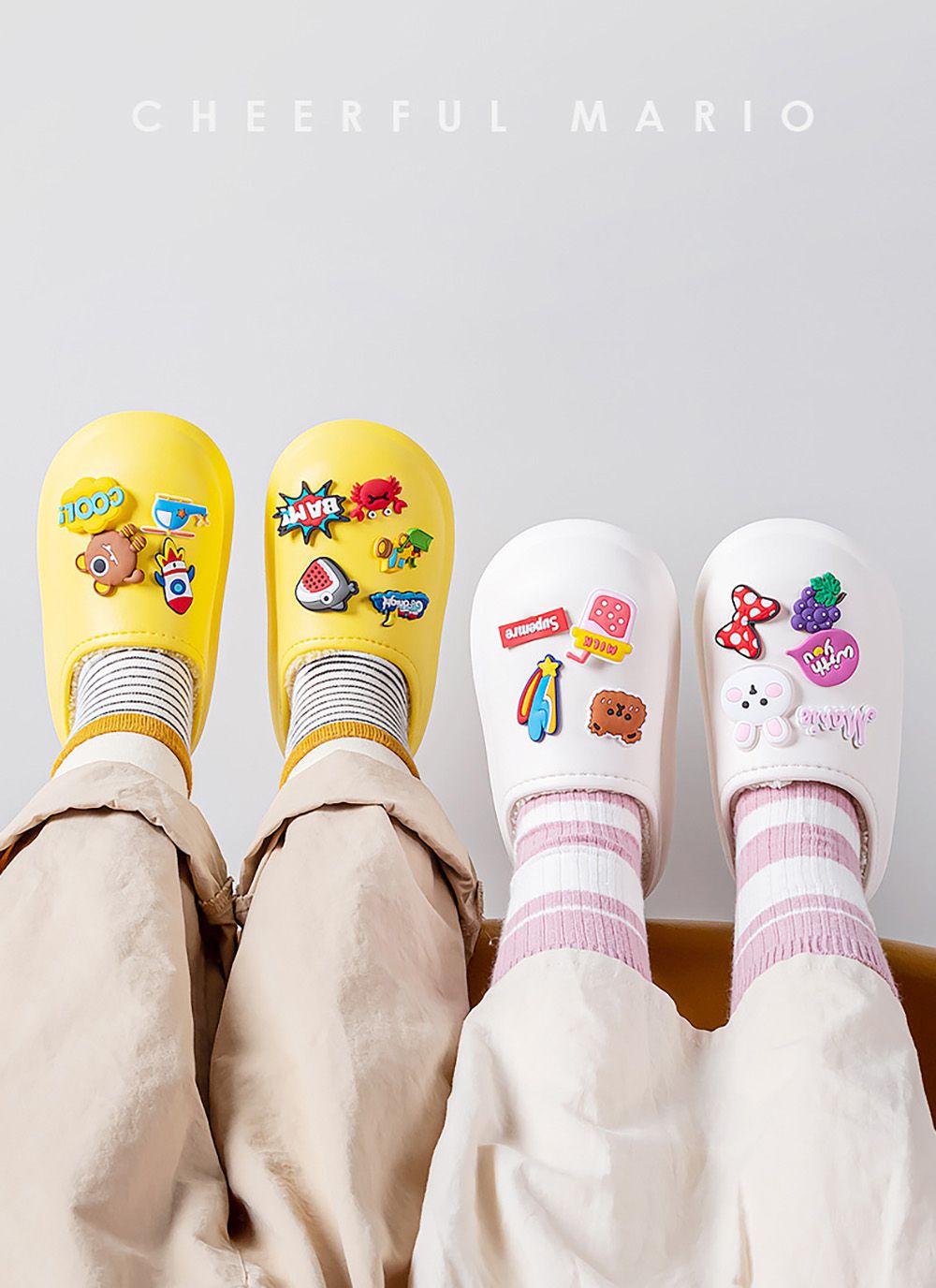 Cheerful Mario - 秋冬保暖兒童拖鞋-黃色