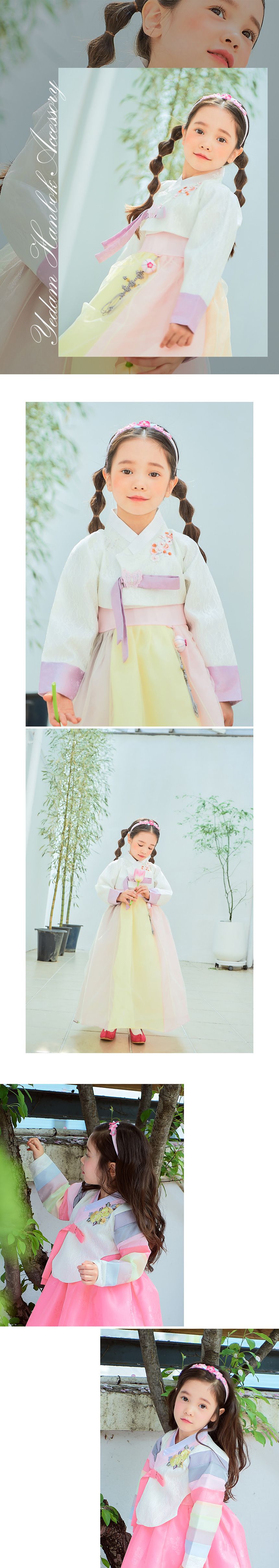 韓國 yedam - 韓服髮飾-刺繡片狀花朵髮箍