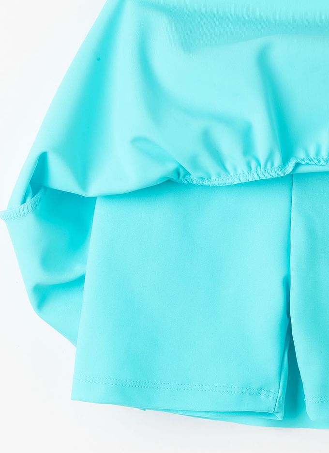 韓國 OZKIZ - 網格愛心印兒童泳裝/泳帽Set-桃粉X水藍