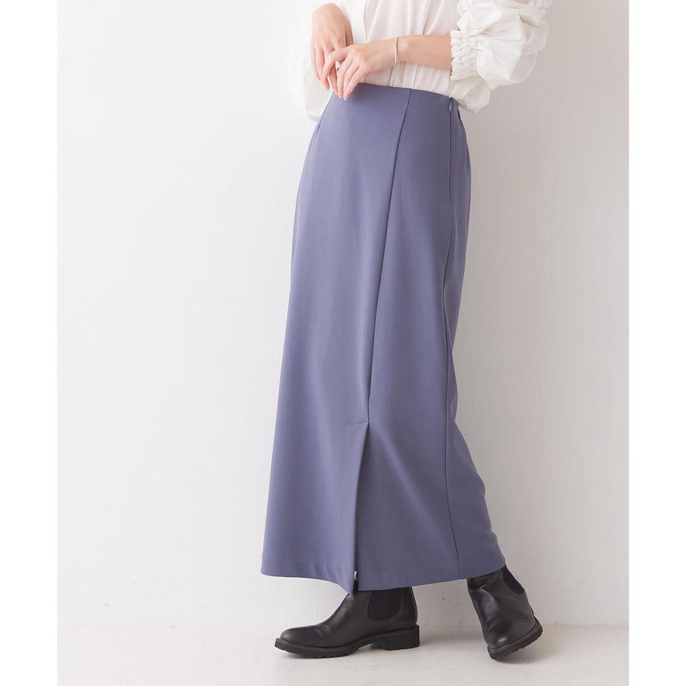日本 OMNES - 百搭修身彈性長裙-灰藍紫