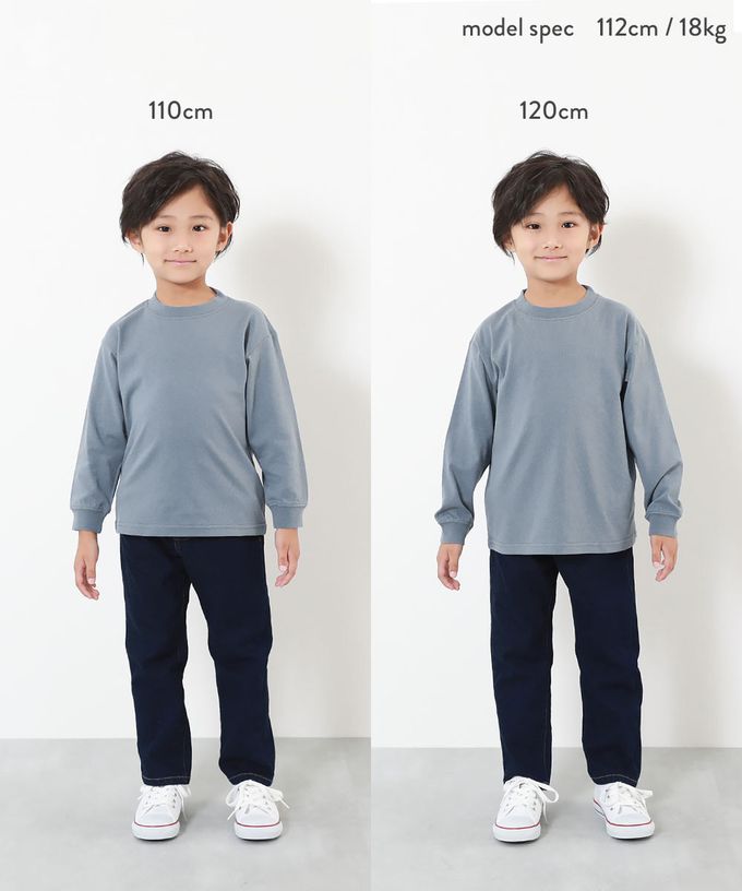 日本 devirock - 100%棉 定番印花長袖上衣-背後標籤-灰藍