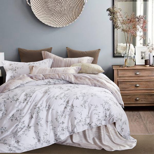 PureOne - 天絲系列．TENCEL寢具組-織花-加大四件式床包鋪棉被套組