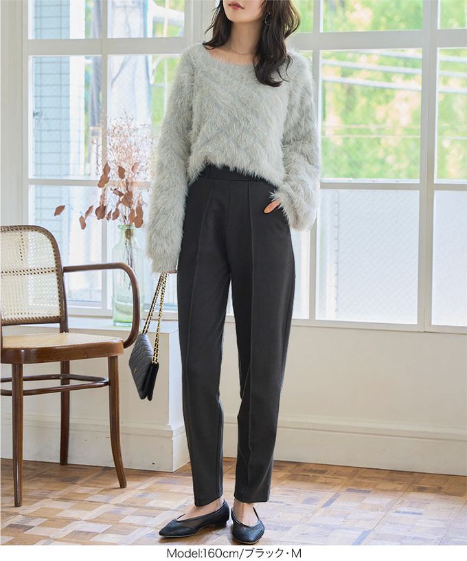 日本 Kobe Lettuce - 美腳中線 時尚感錐形長褲-(可選長度)-海軍藍