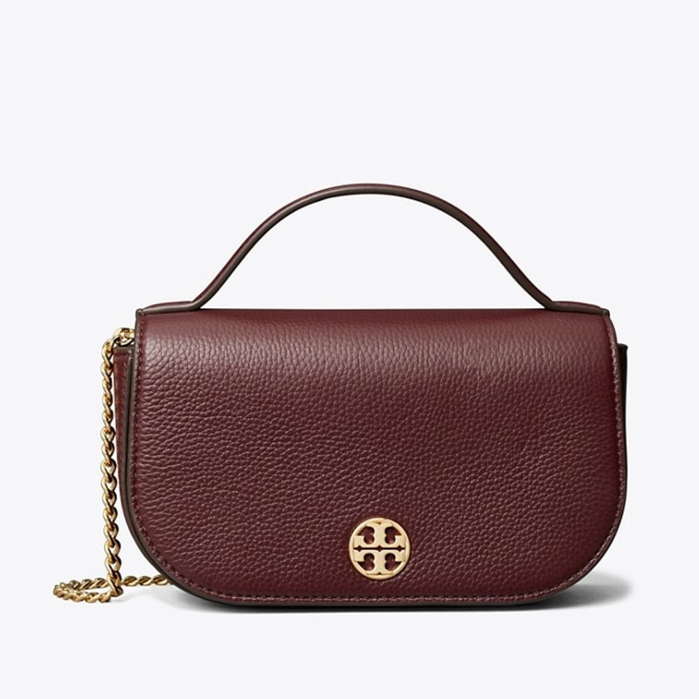 荔枝皮革翻蓋手提/斜背包 (酒紅)