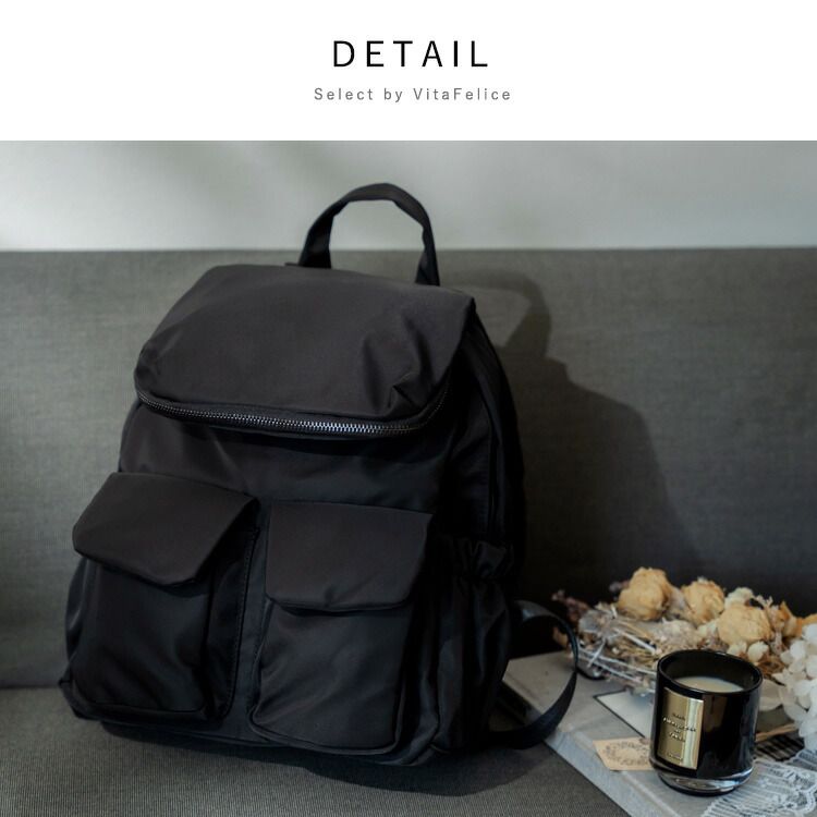 日本代購 - 尼龍輕量 10口袋多功能後背包/媽媽包-黑灰迷彩 (32x29x12cm)