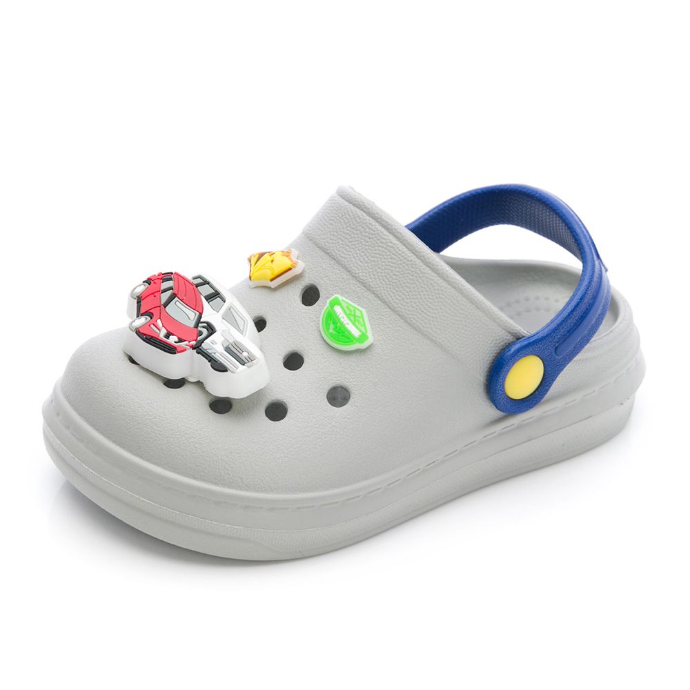 TOMICA 多美小汽車 童鞋 電燈洞洞鞋 TAKG67209-穿脫方便兩用式後帶-灰藍-(小中童段)