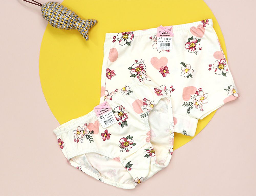 韓國 Mellisse - 純棉三角褲(女寶)-愛心花朵