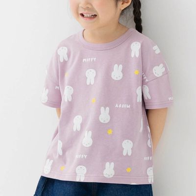 日本 Chil2 - 米飛兔限定短袖上衣-滿版印花-薰衣草紫