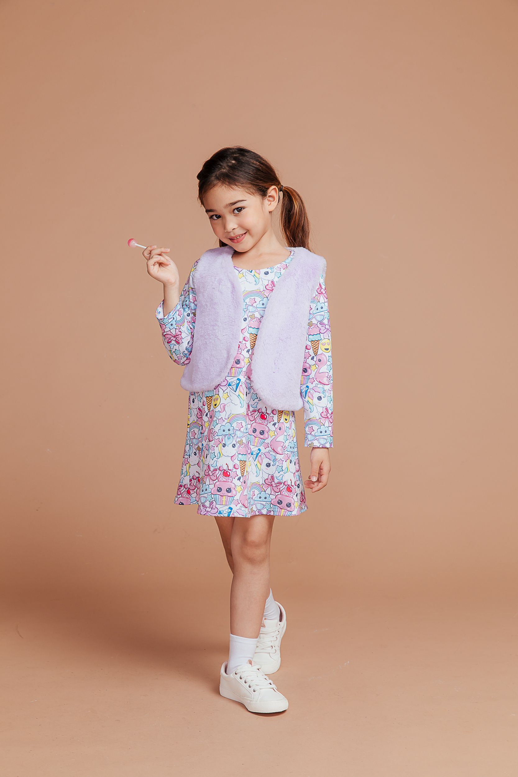 Love, Charlotte - 獨角獸洋裝配毛毛背心-獨角獸洋裝-內含洋裝+背心