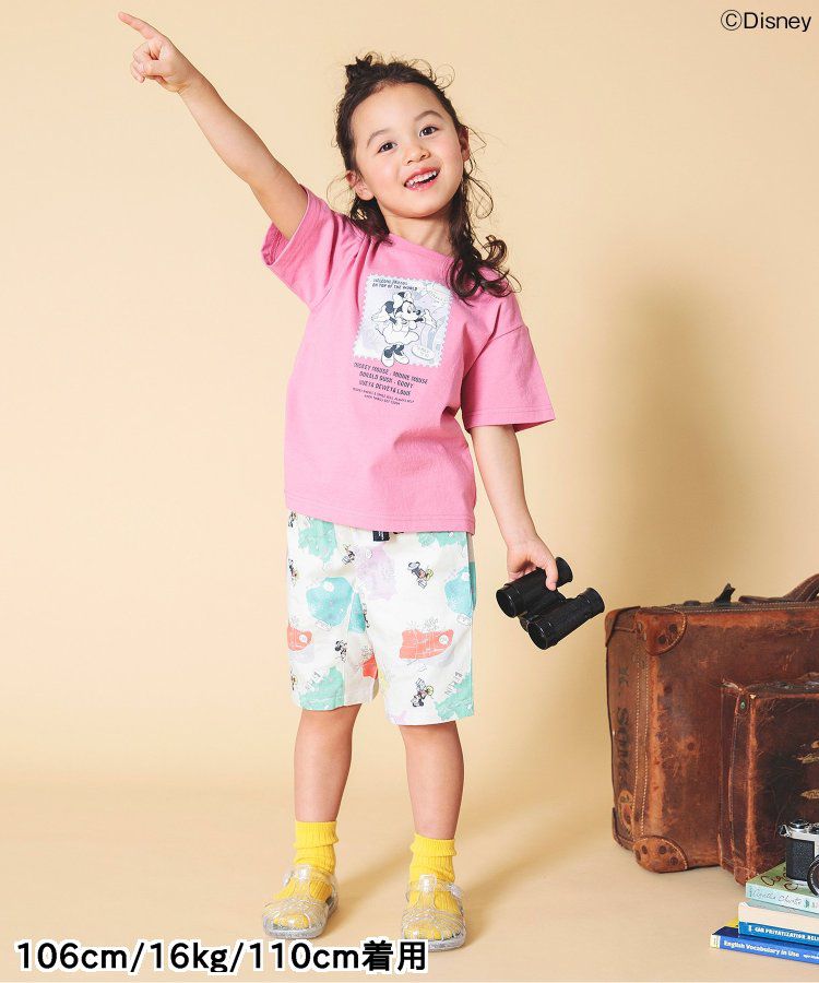 日本 BREEZE - 迪士尼聯名 印花短袖上衣-旅行郵票-紫色高飛狗