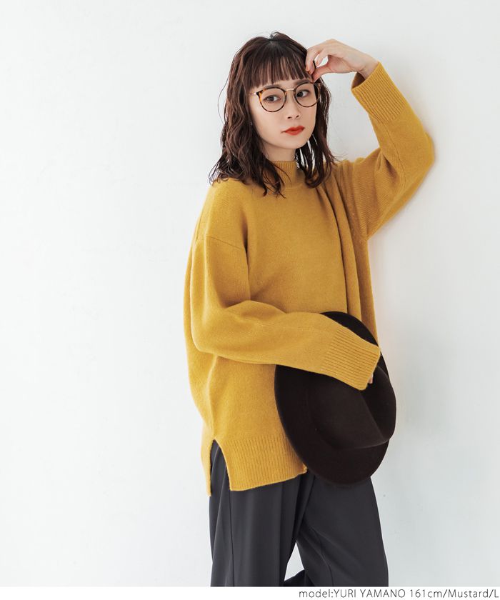 日本 COCA - 柔軟小高領顯瘦針織毛衣-藍