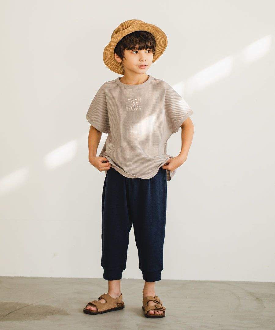 日本 PAIRMANON - 純棉百搭鬆餅紋短T-領口撞色-紫