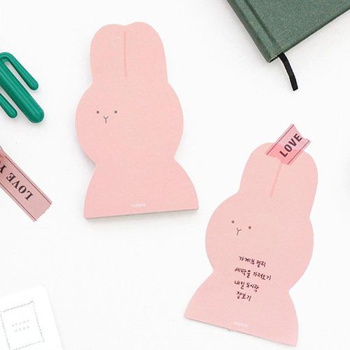 韓國 ICONIC - 韓國製可愛動物便條紙-粉紅兔-60張/本