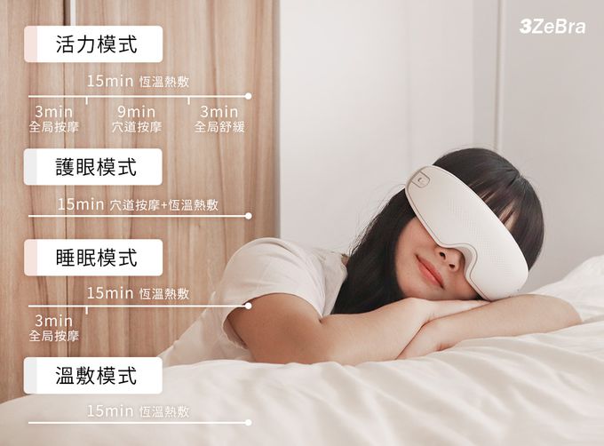 3ZeBra - 雙層氣壓按摩眼罩-白色-280 g
