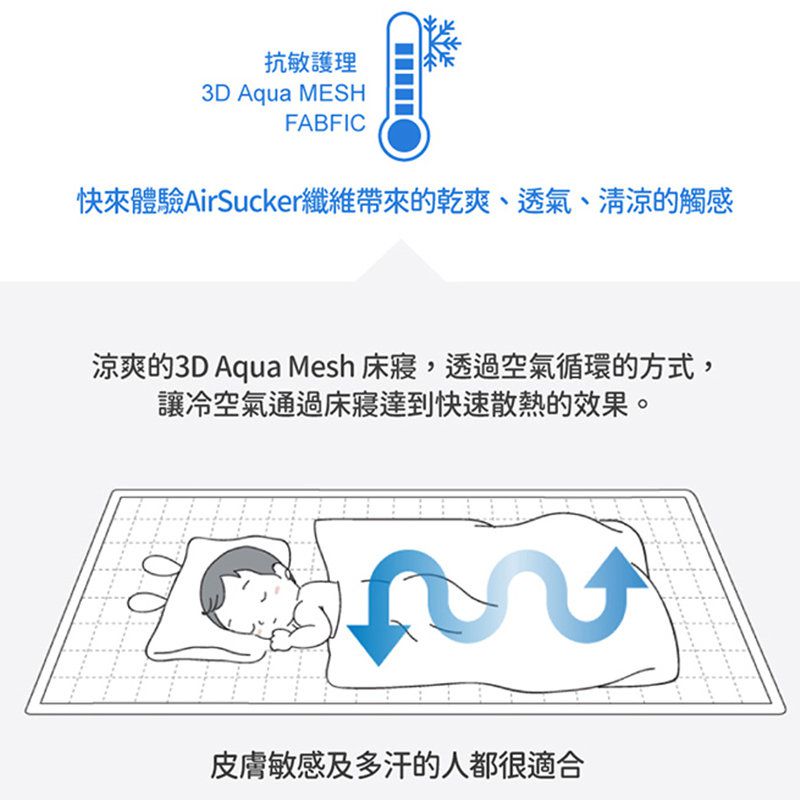 正韓Hello HiZoo - 3D Aqua Mesh 透氣涼感嬰幼兒抗菌防蟎睡墊/涼感止滑睡墊/兒童睡墊(兒童款)