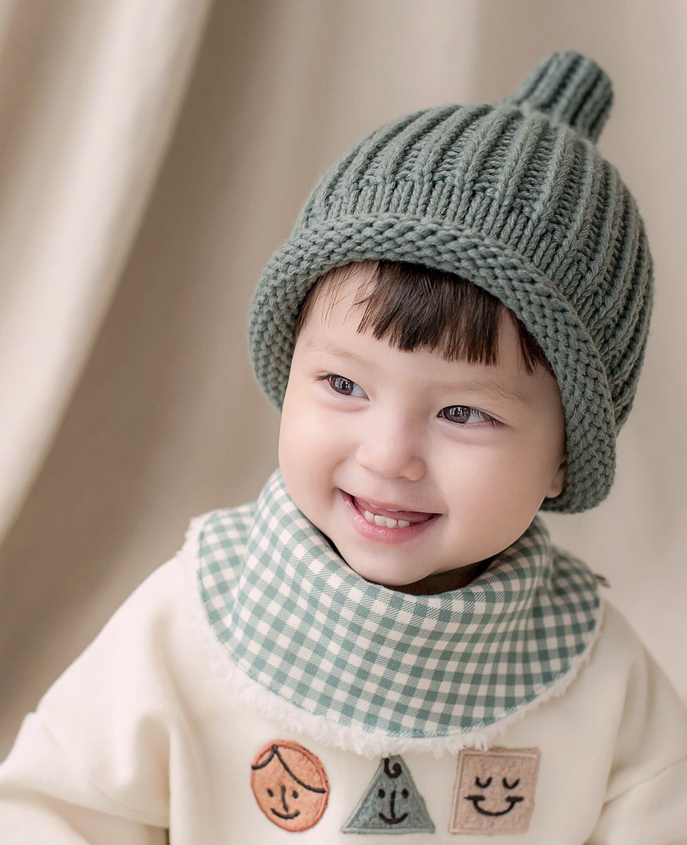 韓國 Happy Prince - 厚刷毛口水兜圍脖-格子-粉紅 (3-48m)