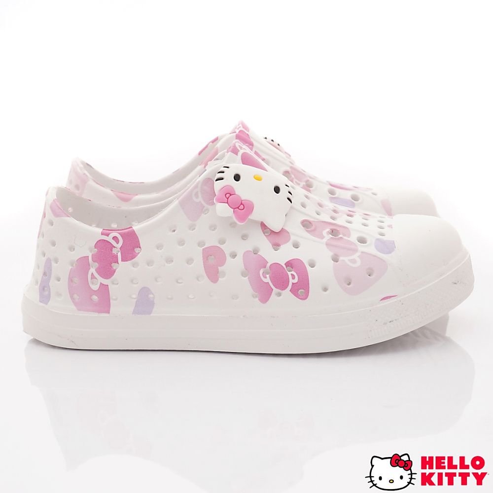 HELLO KITTY-印花洞洞休閒便鞋-823627白(中小童段)-休閒鞋-白