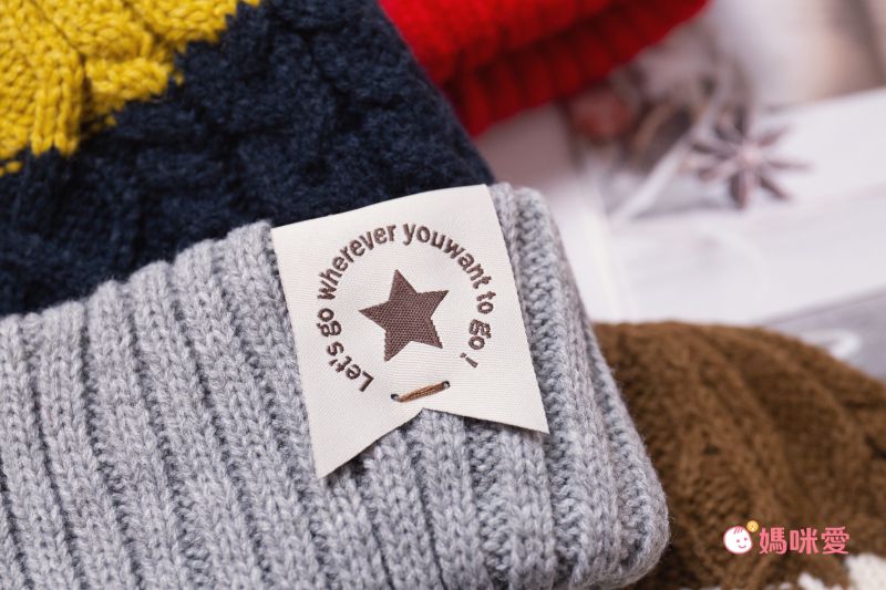 日本 AUBE - 兒童針織毛帽-星星圖騰-深藍