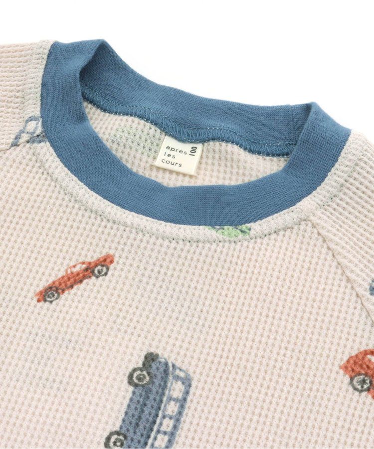 日本 apres les cours - 舒適華夫格短袖成套家居服-車車-灰藍