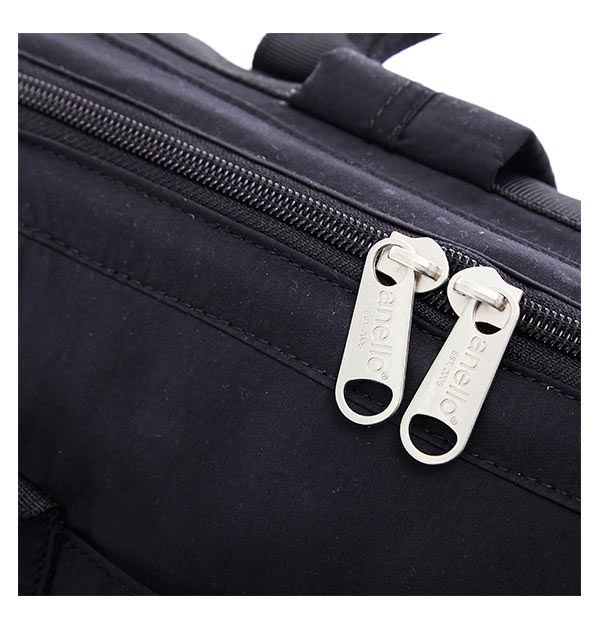 日本 Anello - 棉質尼龍風大開口後背包 10POCKET-Regular大尺寸-NV海軍藍