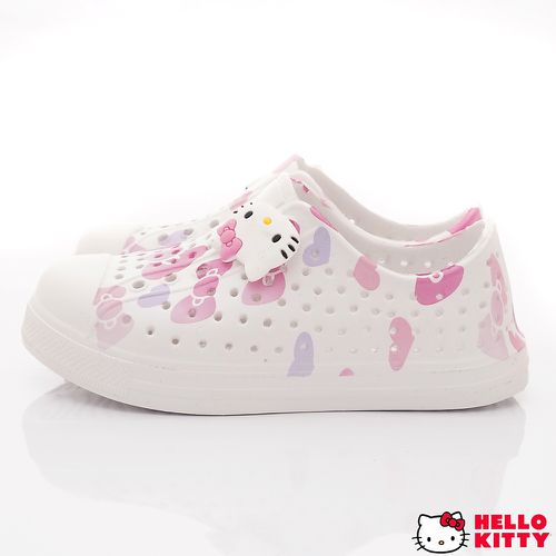 HELLO KITTY-印花洞洞休閒便鞋-823627白(中小童段)-休閒鞋-白