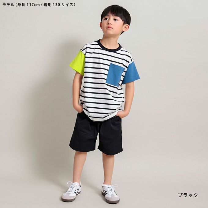 日本 BRANSHES - 工裝風大口袋定番色短褲-水藍